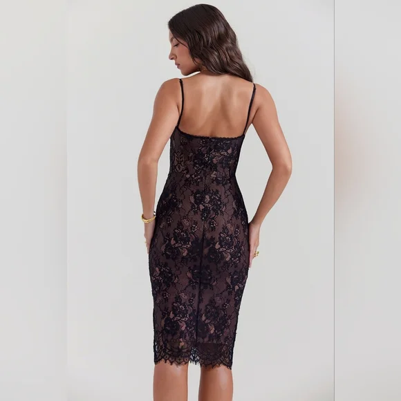 House Of CB Escala black lace midi dress L NWT - Picture 4 of 8